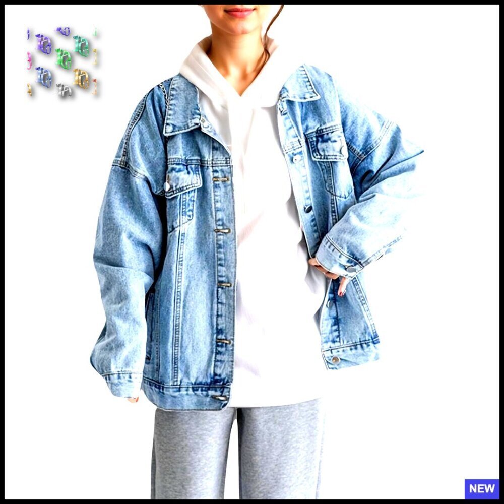 Oversized Denim Jacket Boyfriend Fit Loose Shacket Trendy Trucker Coat